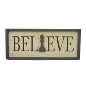 Wholesale - 24"x10" BELIEVE CHESS-BLACK APPLIQUE PRINT FRAMED MDF WALL SIGN C/P 4, UPC: 651961789819
